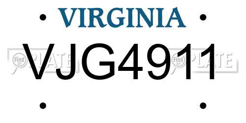 VJG4911 Virginia License Plate