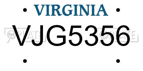 VJG5356 Virginia License Plate