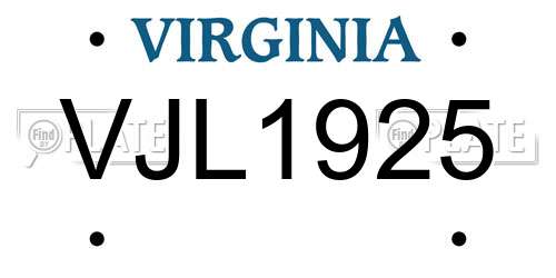 VJL1925 Virginia License Plate