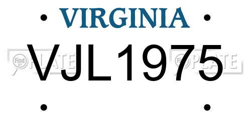 VJL1975 Virginia License Plate