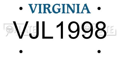 VJL1998 Virginia License Plate