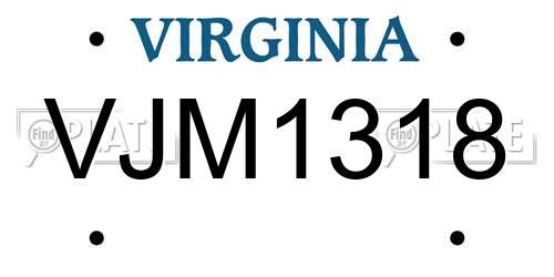 VJM1318 Virginia License Plate