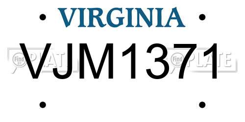 VJM1371 Virginia License Plate