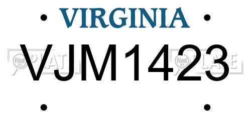 VJM1423 Virginia License Plate