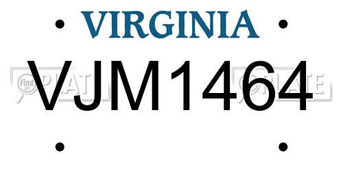 VJM1464 Virginia License Plate