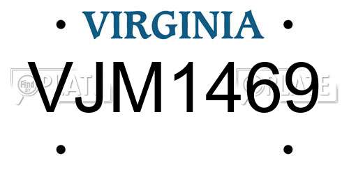 VJM1469 Virginia License Plate