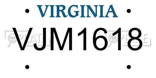 VJM1618 Virginia License Plate
