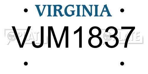 VJM1837 Virginia License Plate