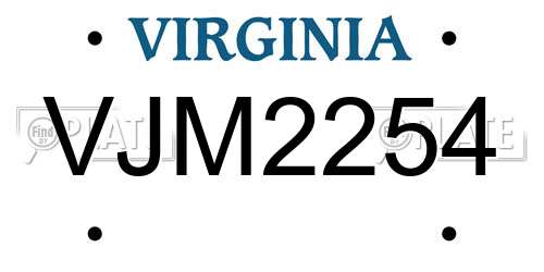 VJM2254 Virginia License Plate