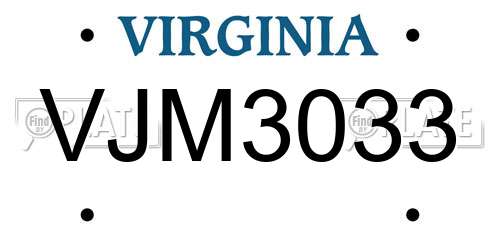 VJM3033 Virginia License Plate