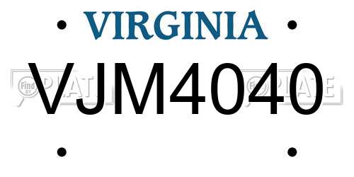 VJM4040 Virginia License Plate
