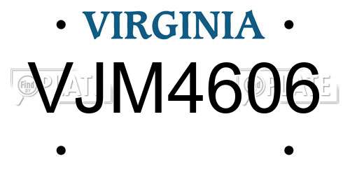 VJM4606 Virginia License Plate
