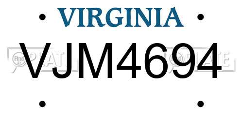 VJM4694 Virginia License Plate