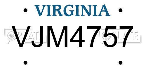 VJM4757 Virginia License Plate