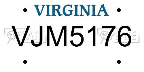 VJM5176 Virginia License Plate