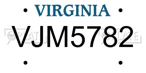 VJM5782 Virginia License Plate