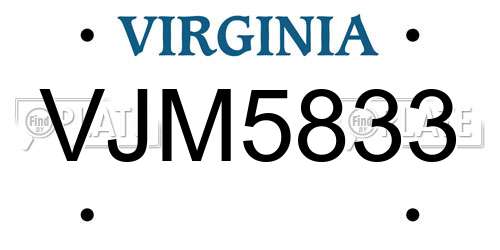 VJM5833 Virginia License Plate