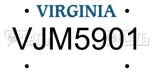 VJM5901 Virginia License Plate