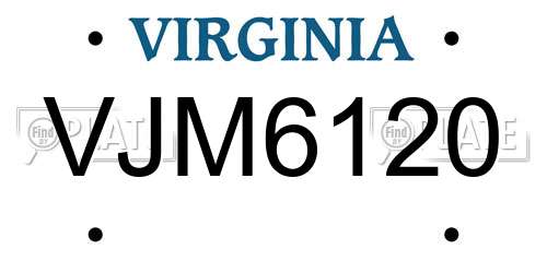 VJM6120 Virginia License Plate