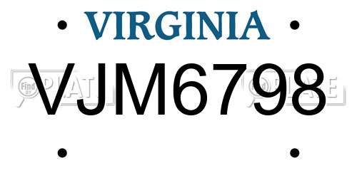 VJM6798 Virginia License Plate