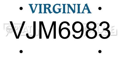 VJM6983 Virginia License Plate