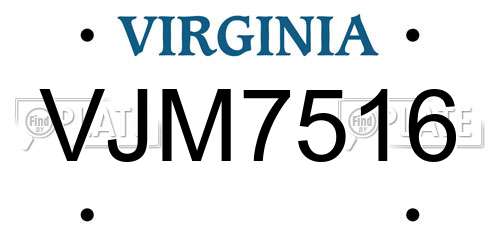 VJM7516 Virginia License Plate