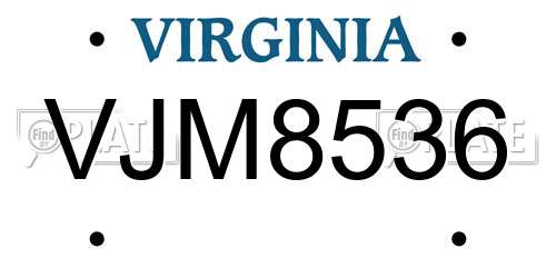 VJM8536 Virginia License Plate