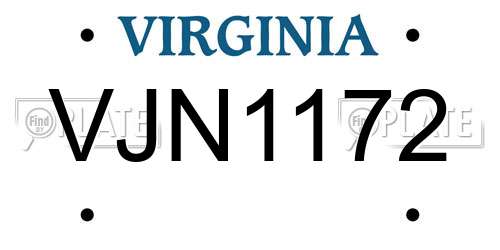 VJN1172 Virginia License Plate