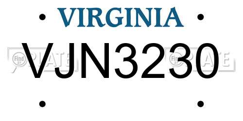 VJN3230 Virginia License Plate