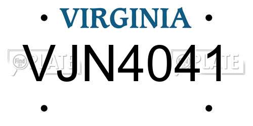 VJN4041 Virginia License Plate