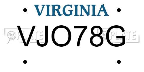 VJO78G Virginia License Plate