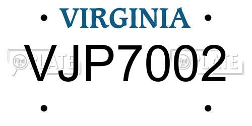 VJP7002 Virginia License Plate