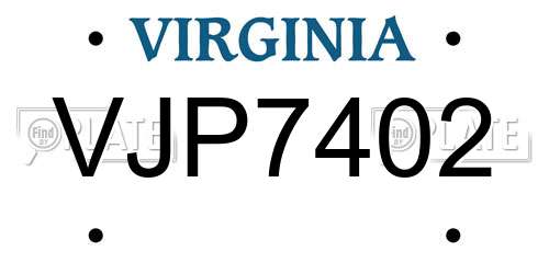 VJP7402 Virginia License Plate