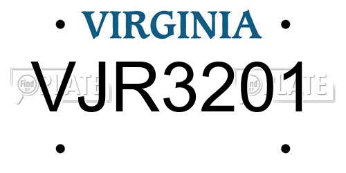 VJR3201 Virginia License Plate