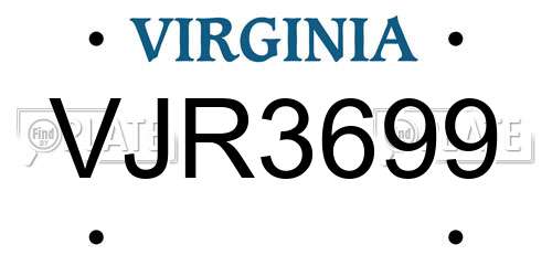 VJR3699 Virginia License Plate