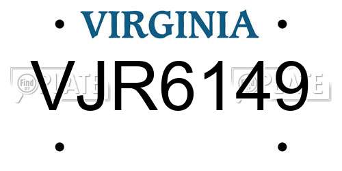 VJR6149 Virginia License Plate
