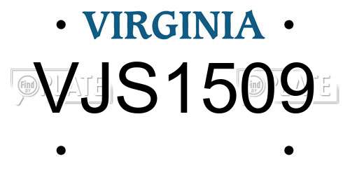 VJS1509 Virginia License Plate