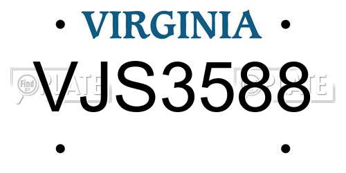 VJS3588 Virginia License Plate
