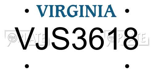 VJS3618 Virginia License Plate
