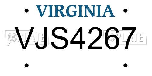 VJS4267 Virginia License Plate