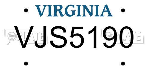VJS5190 Virginia License Plate