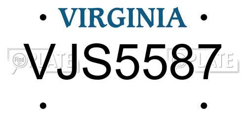 VJS5587 Virginia License Plate