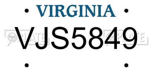 VJS5849 Virginia License Plate