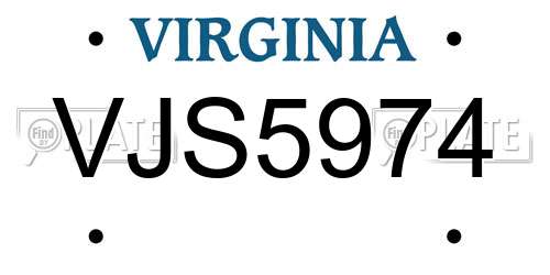VJS5974 Virginia License Plate