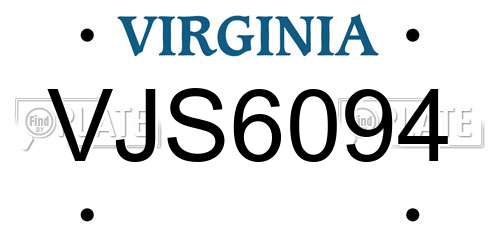 VJS6094 Virginia License Plate
