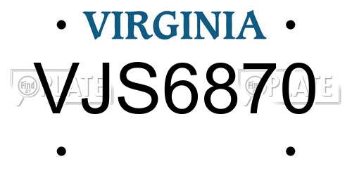 VJS6870 Virginia License Plate