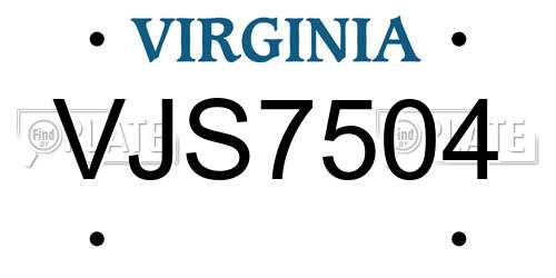VJS7504 Virginia License Plate