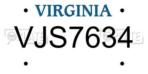 VJS7634 Virginia License Plate