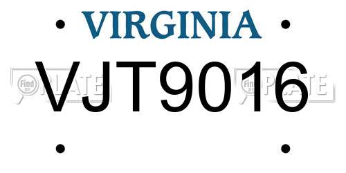 VJT9016 Virginia License Plate