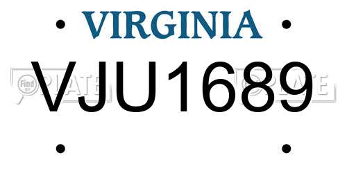 VJU1689 Virginia License Plate